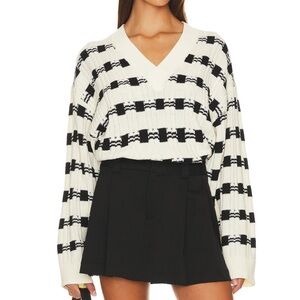 L'Academie 'Evran' White Check Sweater